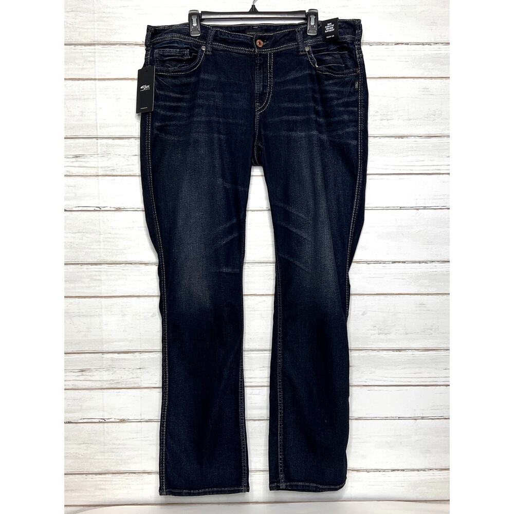 Silver Jeans Suki Slim Boot Power Stretch Jeans Plus Size 20W Dark Wash